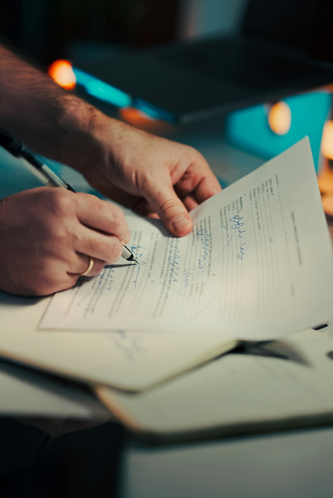 person reviewing insurance papers