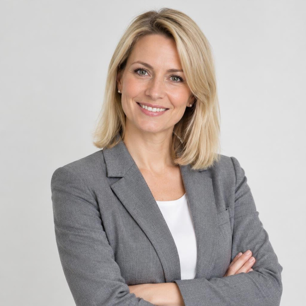 Professional woman with blonde hair smiling